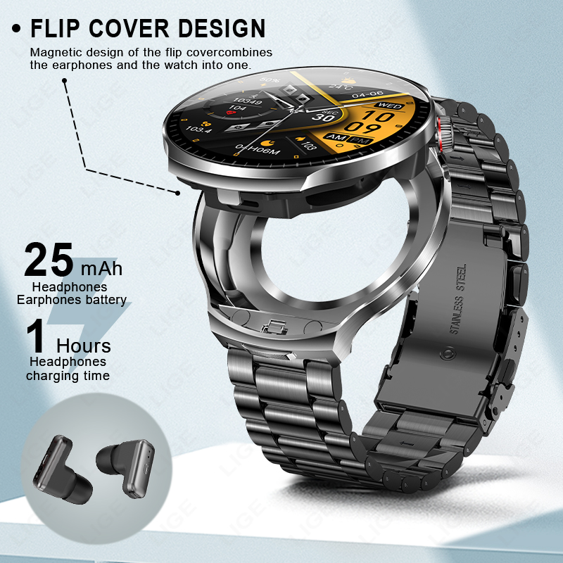 LIGE TWS 2 en 1 casque montre  - Smartwatch Headset avis et prix